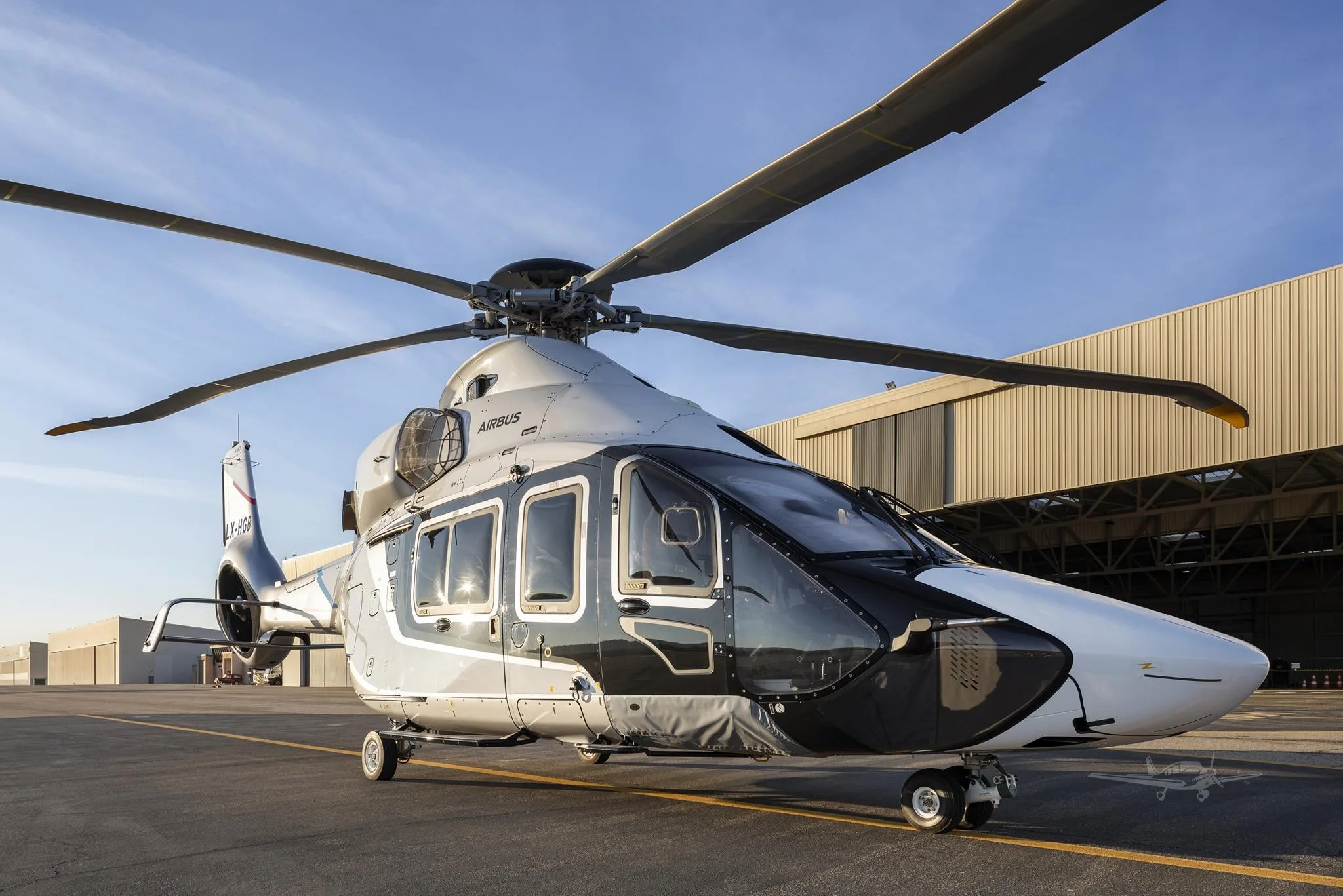 Exterior view of a 2024 AIRBUS H160, LX-HGB.