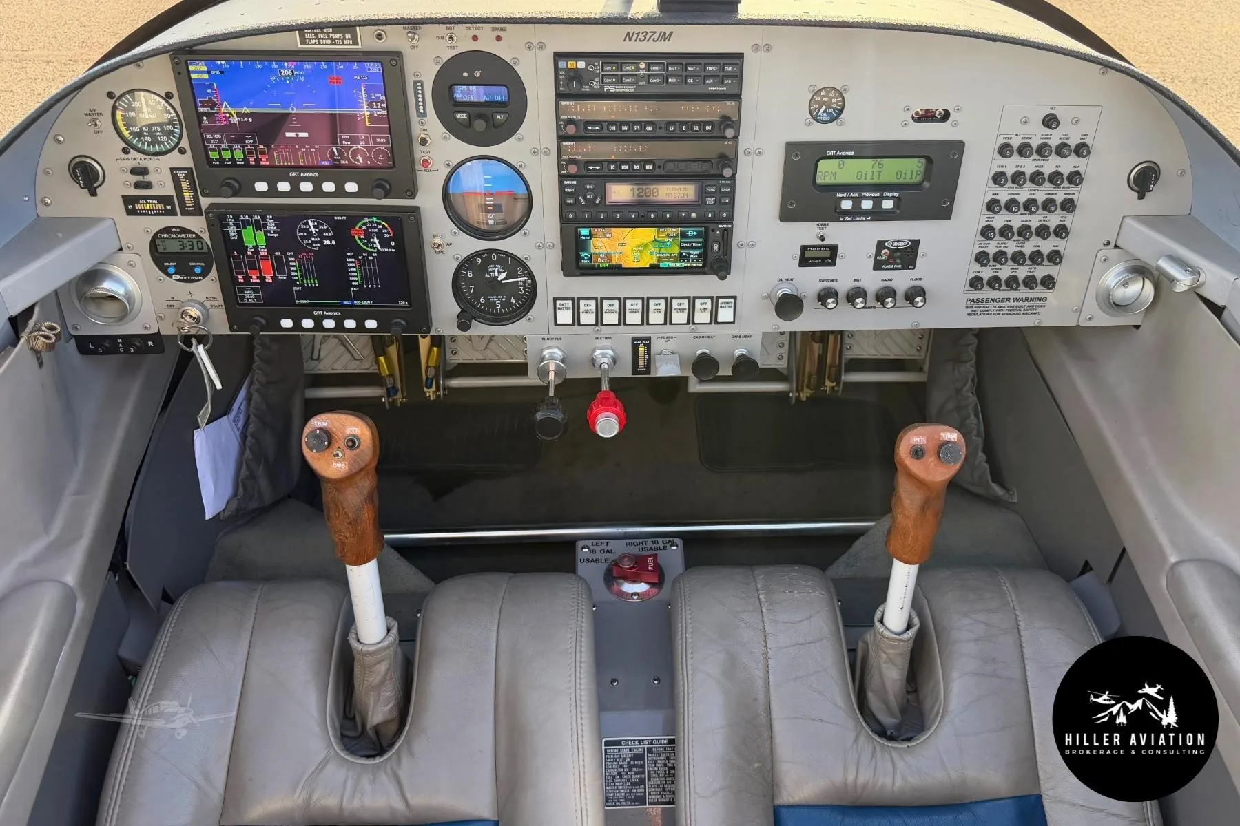 Cockpit and instrument panel of a 2006 VANS RV-9A.