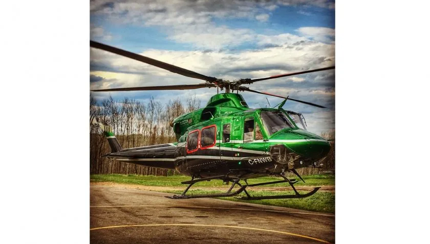 Exterior view of a 1981 Bell 412 33005, C-FNWB.