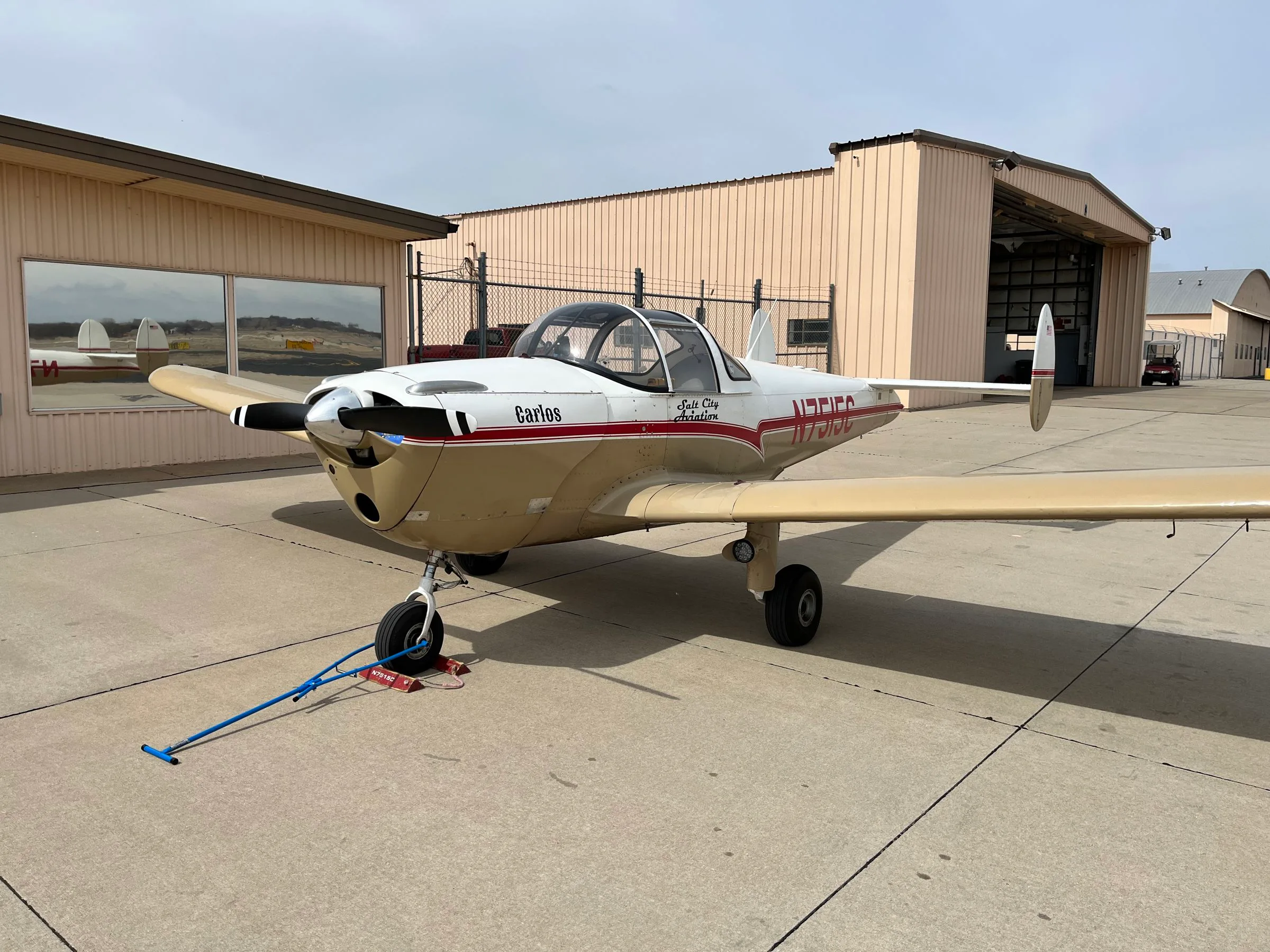 Exterior view of a 1957 Ercoupe Forney F-1, N7515C.