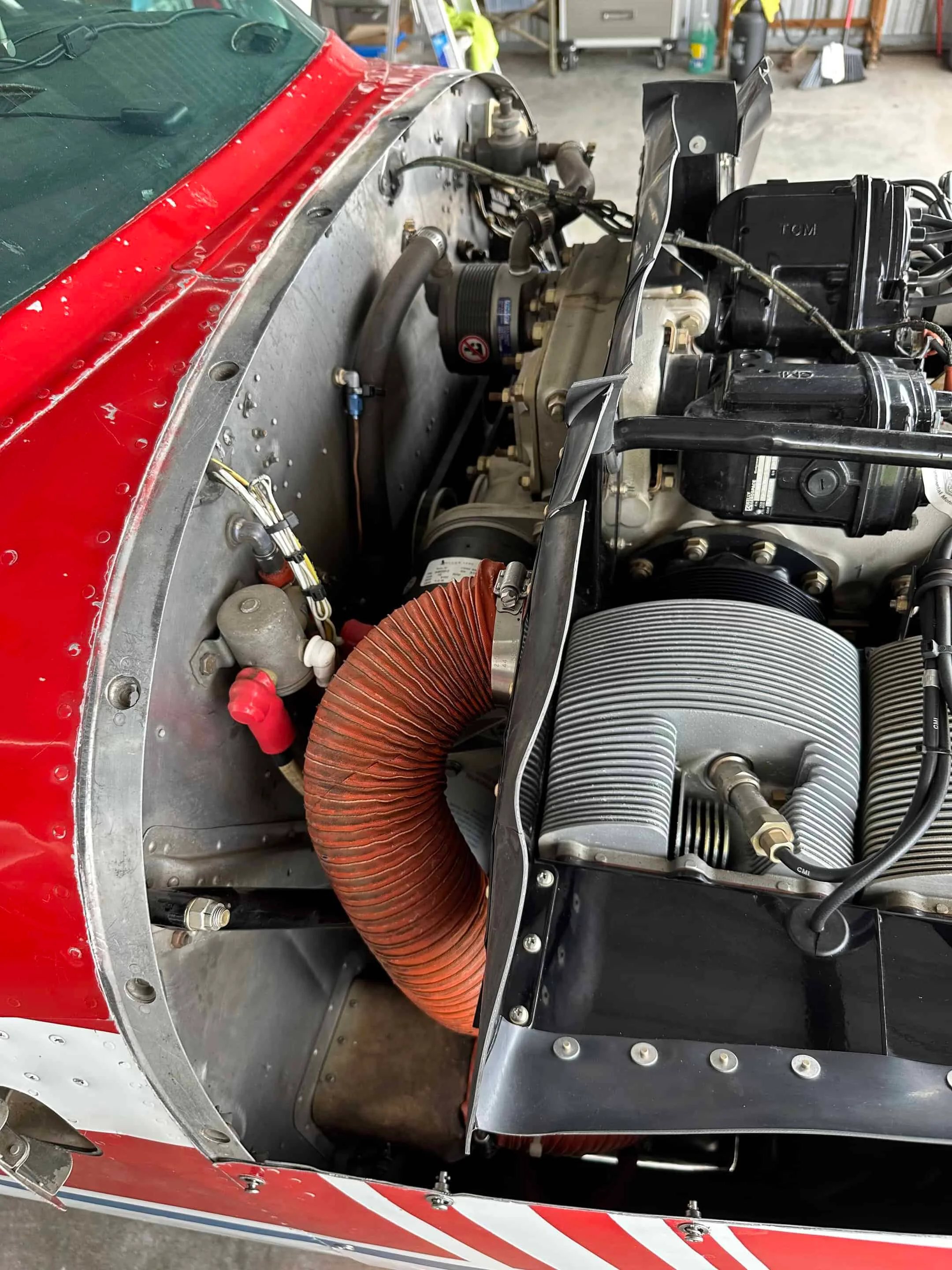 Engine detail of a 1969 Cessna 182N.