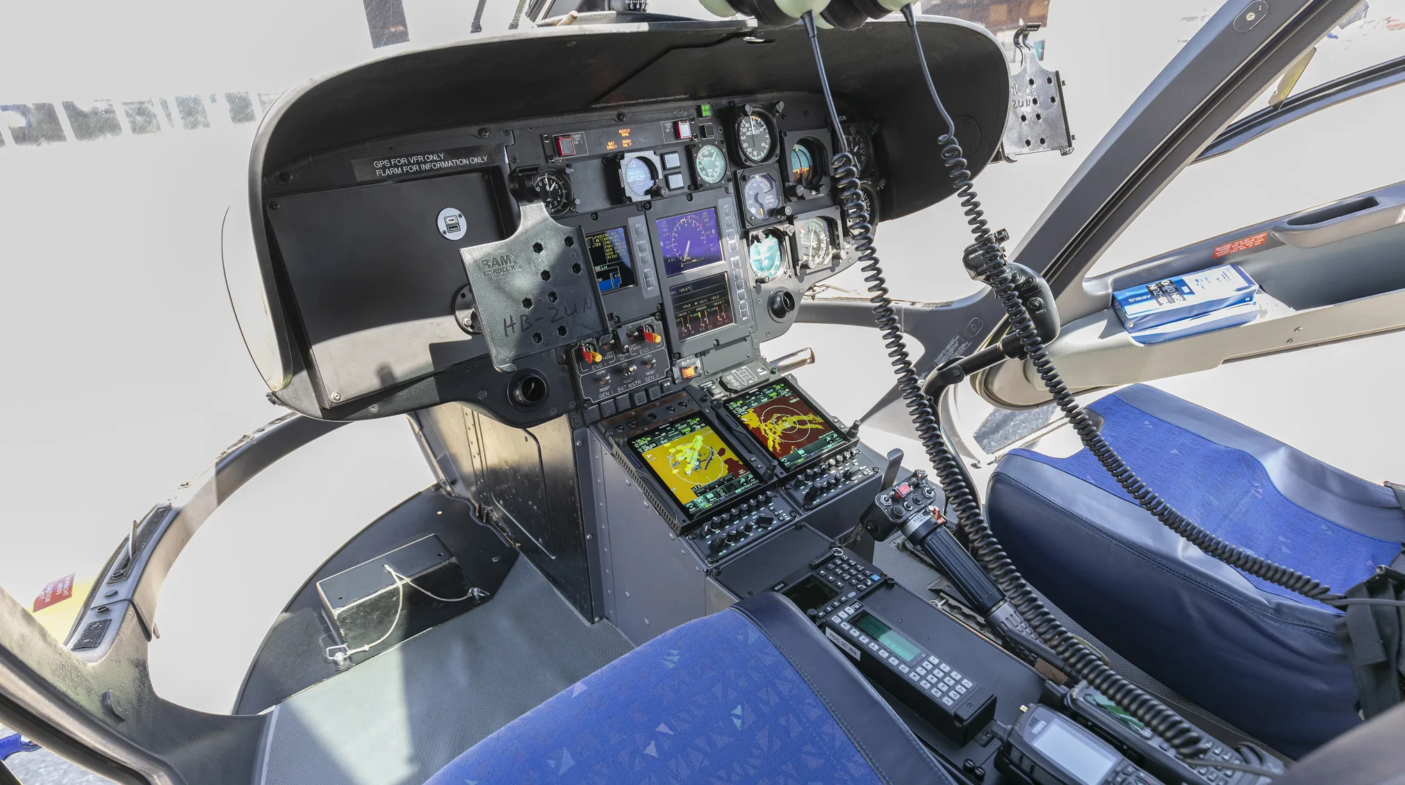 Cockpit and instrument panel of a 2009 Airbus EC135P2+.