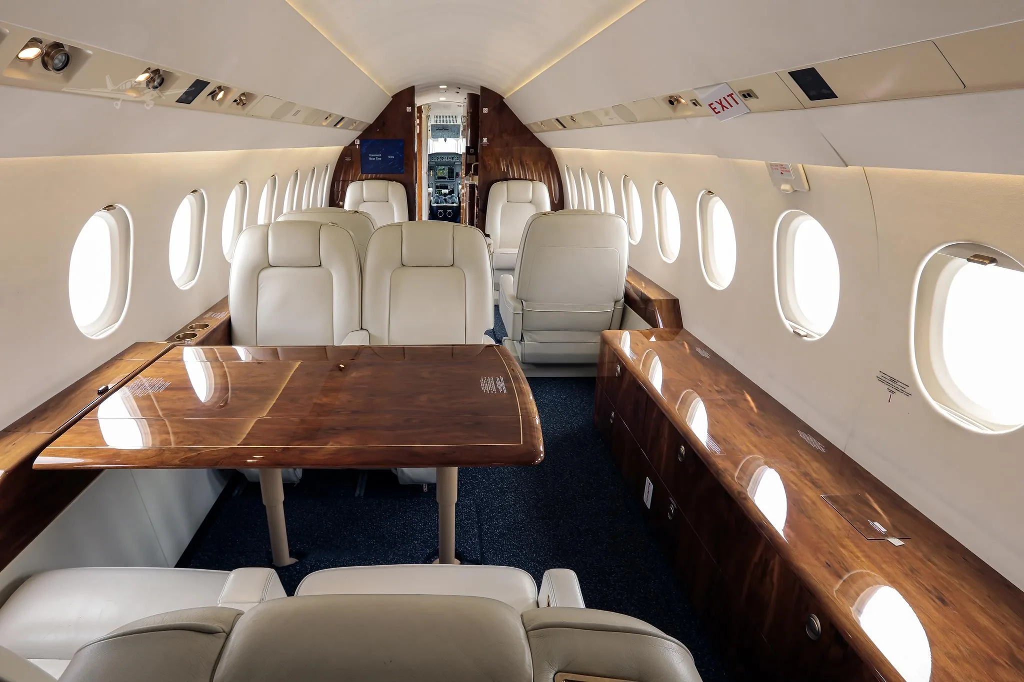 Cabin interior of a 2008 DASSAULT FALCON 2000LX.