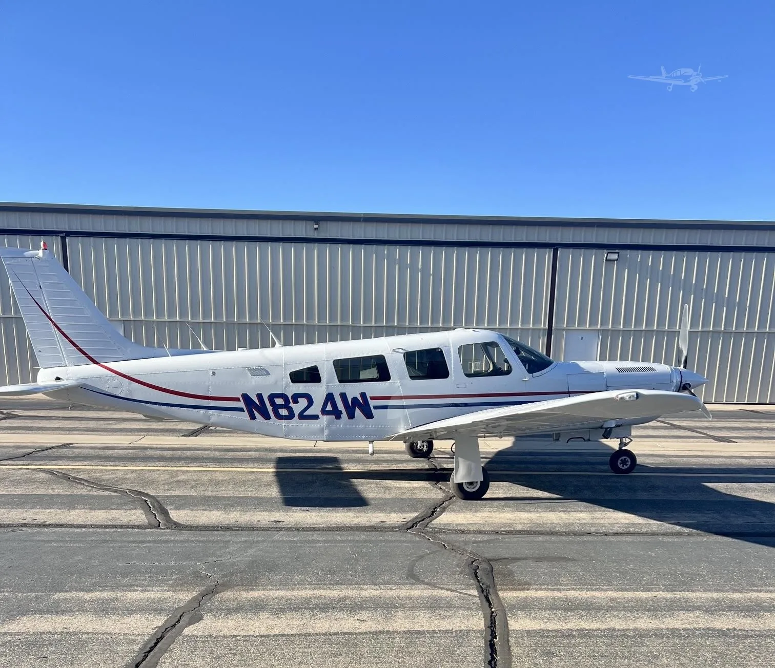 Exterior view of a 1982 PIPER T SARATOGA SP, N824W.