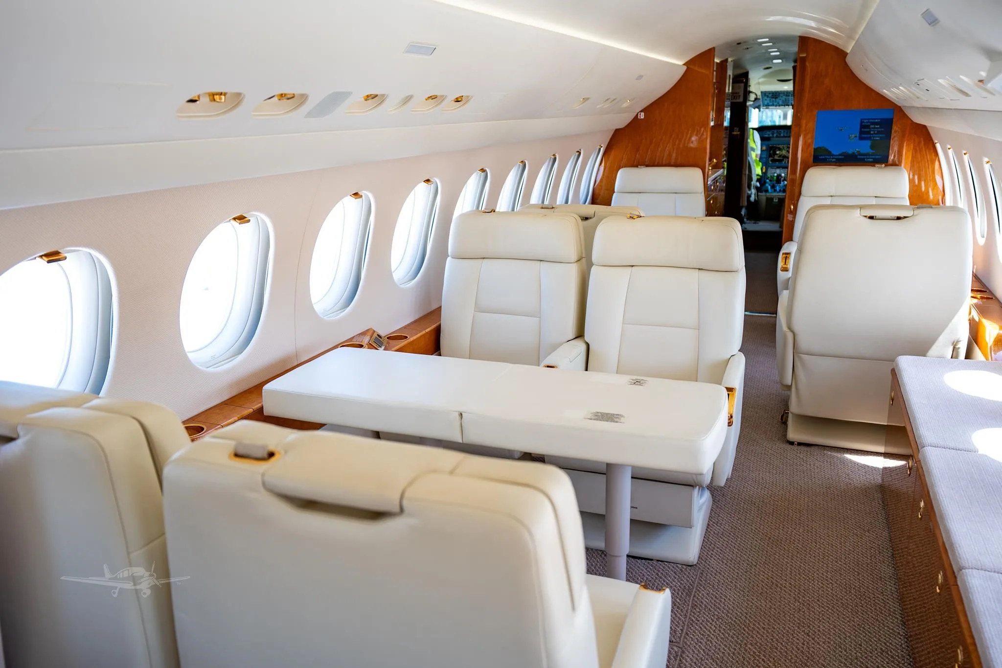 Cabin interior of a 2012 DASSAULT FALCON 7X.