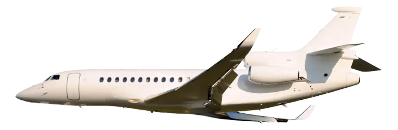 Marketing image of a Dassault Falcon 8X.