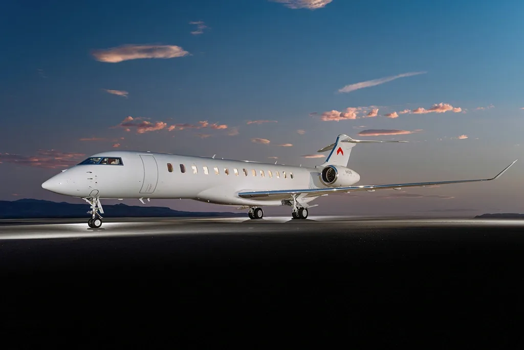 Exterior view of a 2020 Bombardier Global 7500, N1FN.