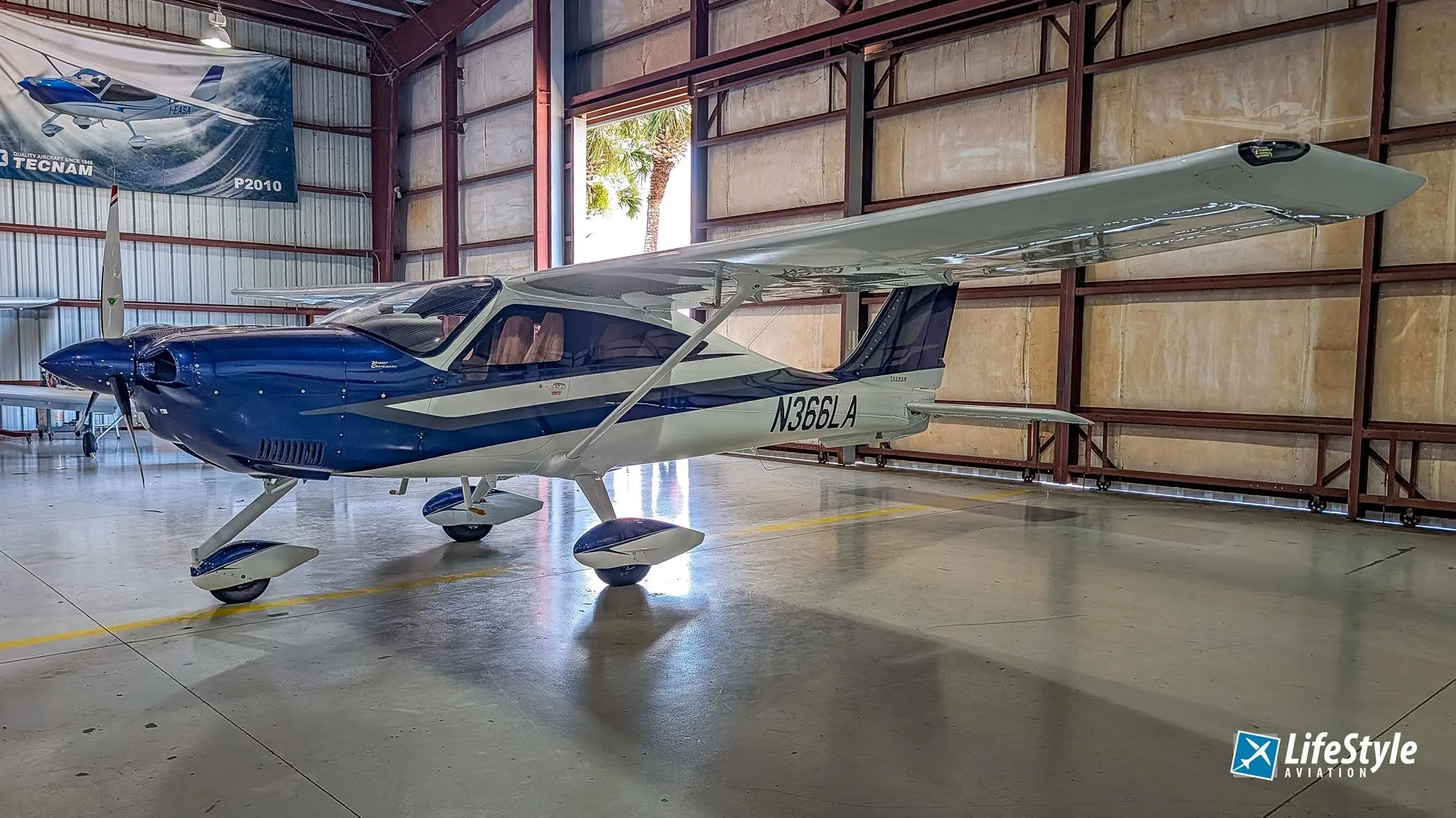 Exterior view of a 2026 TECNAM P2010, N366LA.