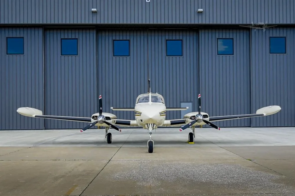 Exterior view of a 1977 CESSNA 340A, N32V.