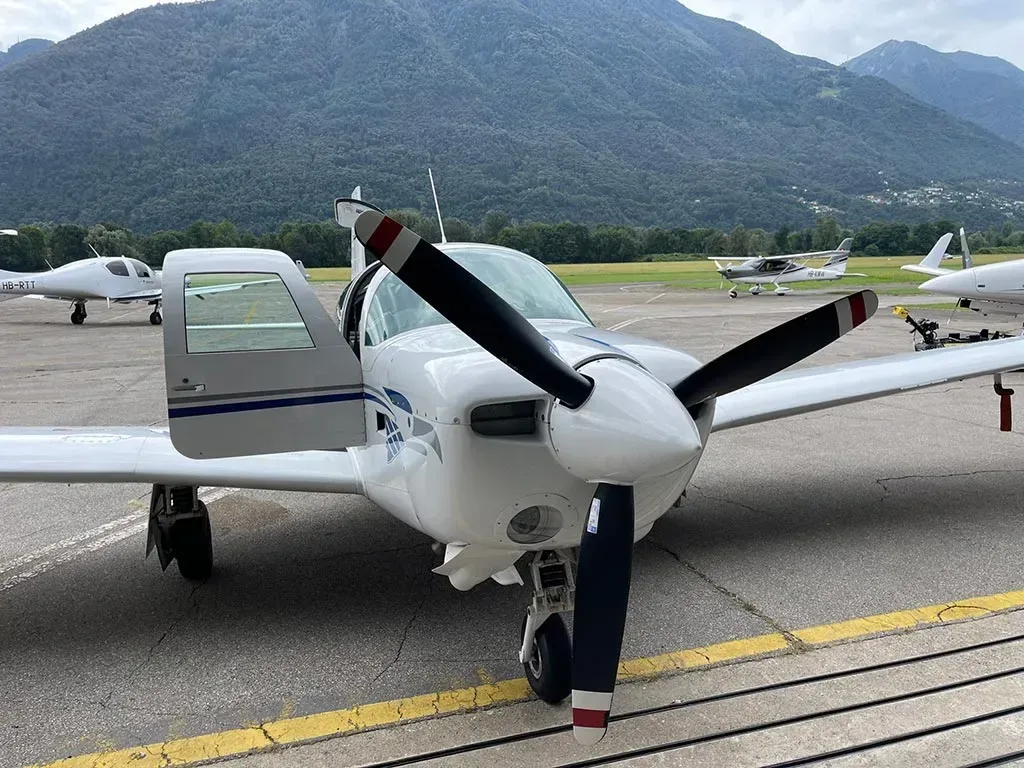 Exterior view of a 1979 Mooney, 24-0859.
