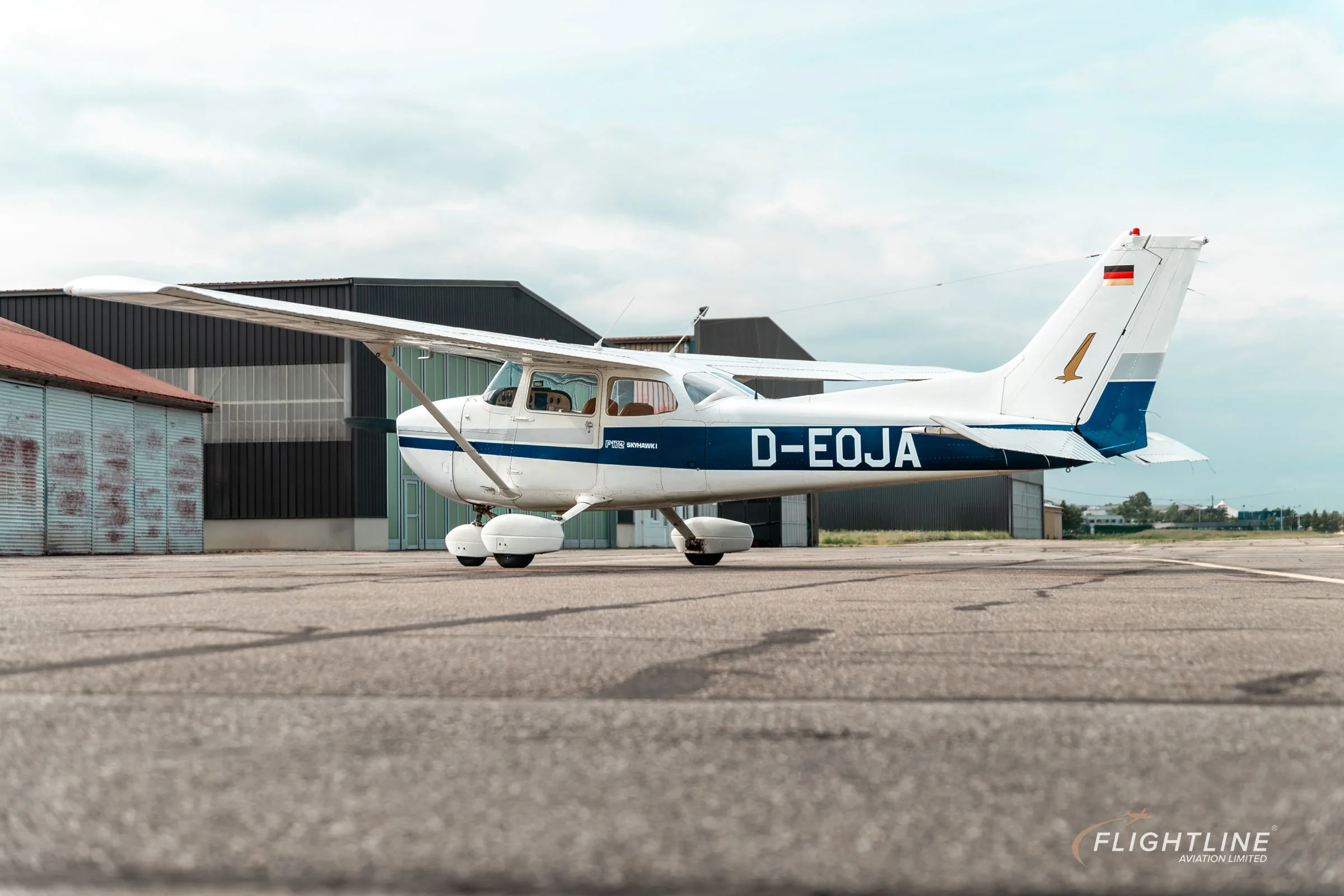 Exterior view of a 1977 Cessna F172N.