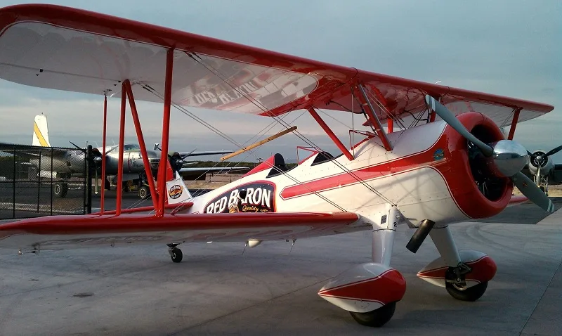 Exterior view of a 1943 Beechcraft Red Baron Stearman.