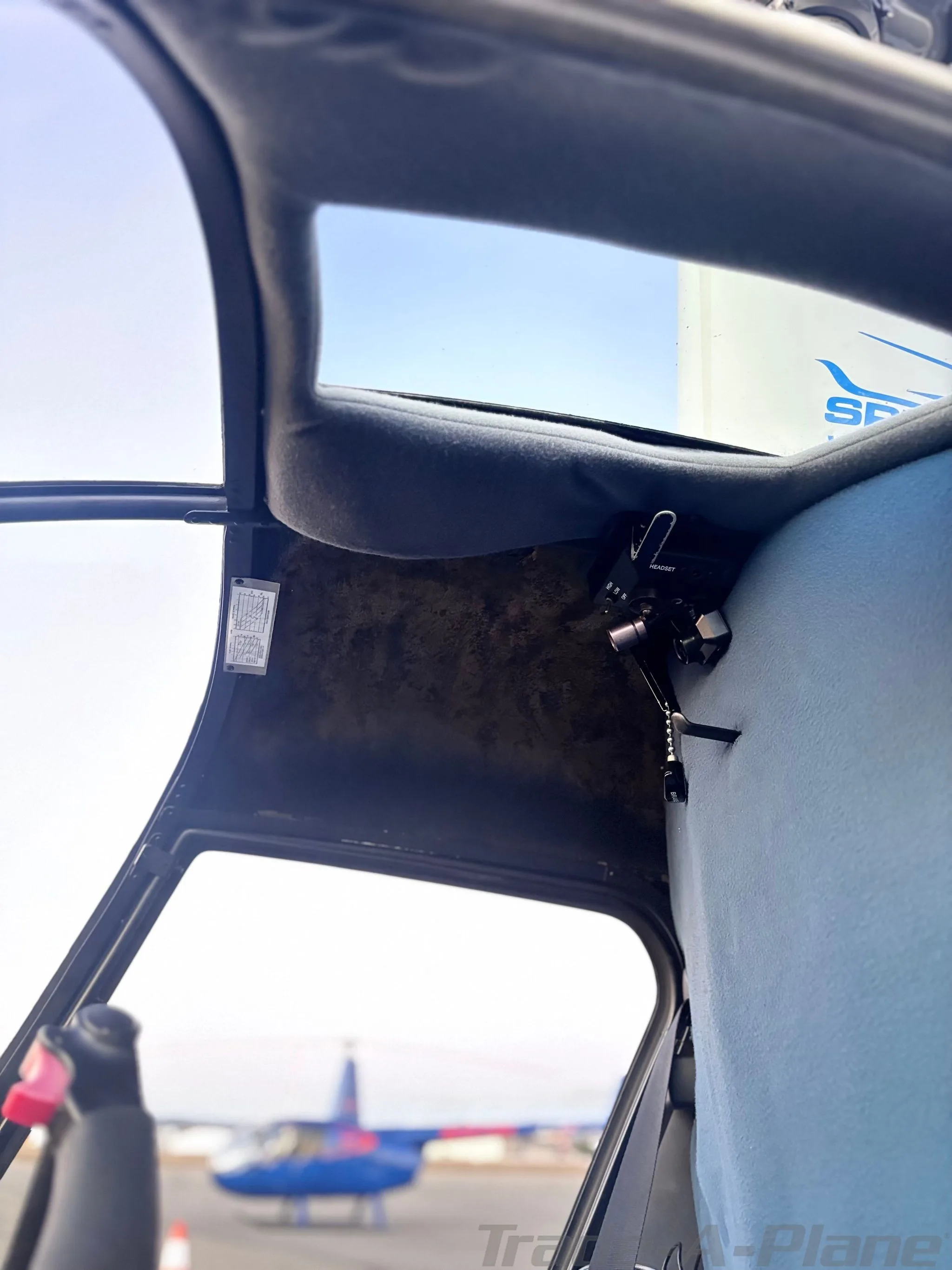 Cockpit and instrument panel of a 1990 ROBINSON R22 BETA II.