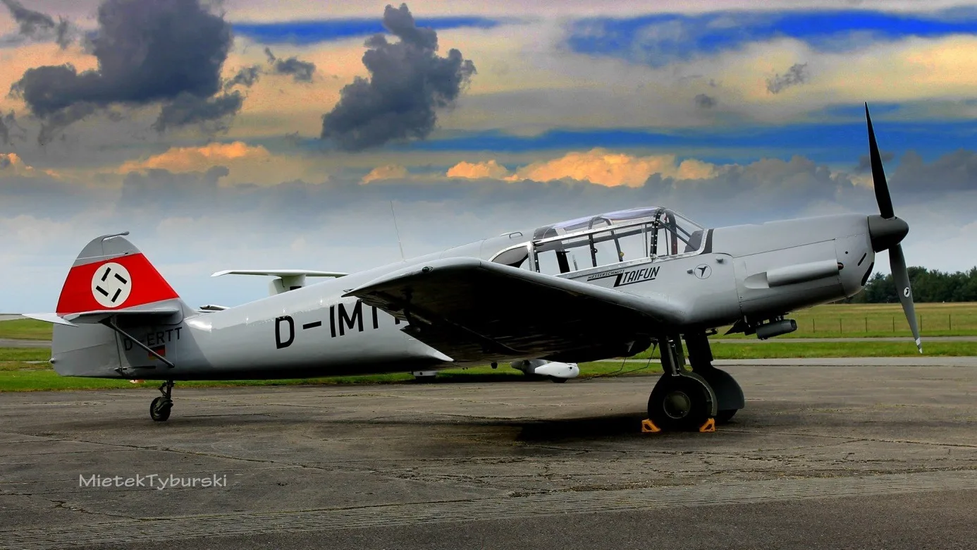 Exterior view of a 1941 Messerschmitt ME 108 B.