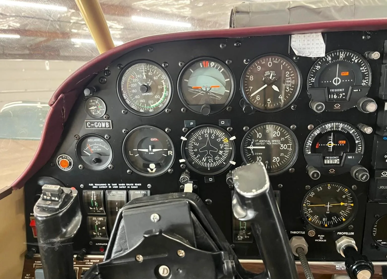 Cockpit and instrument panel of a 1974 BELLANCA 17-30A SUPER VIKING.