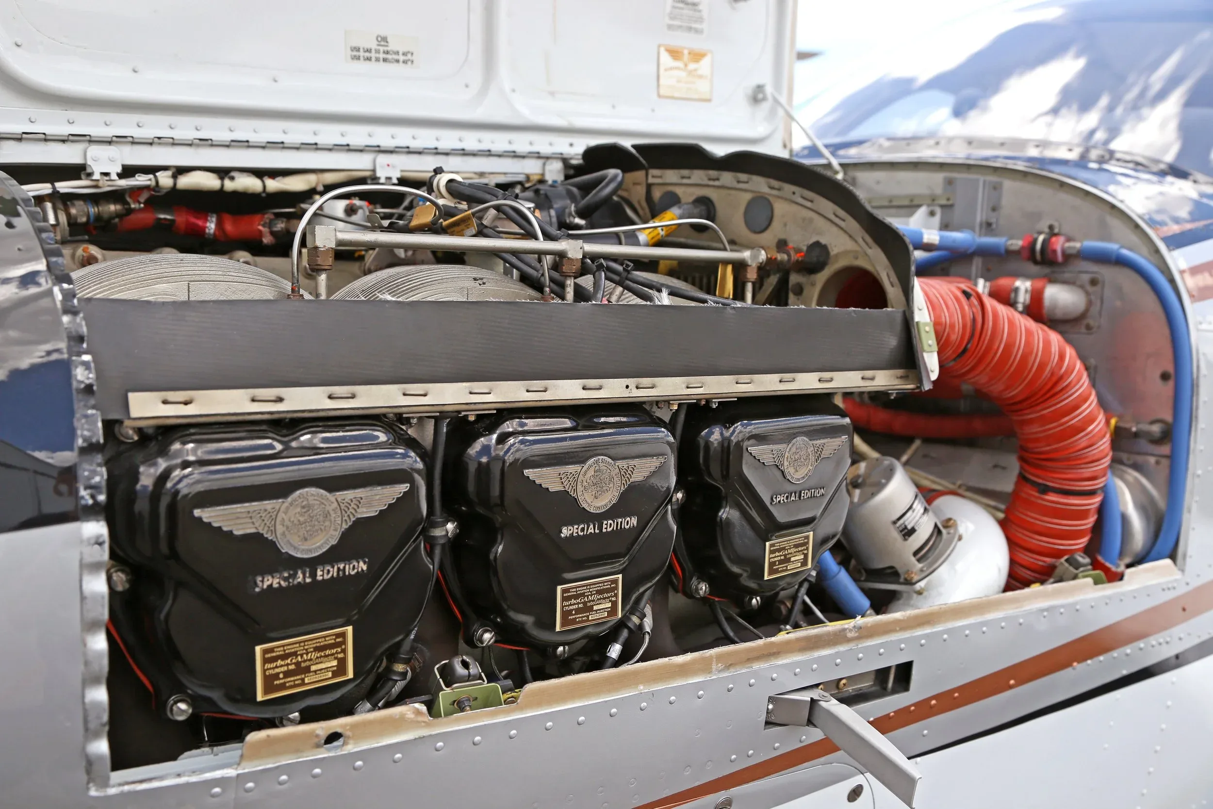 Engine detail of a 2007 Beech BONANZA 60th Anniversary Edition.