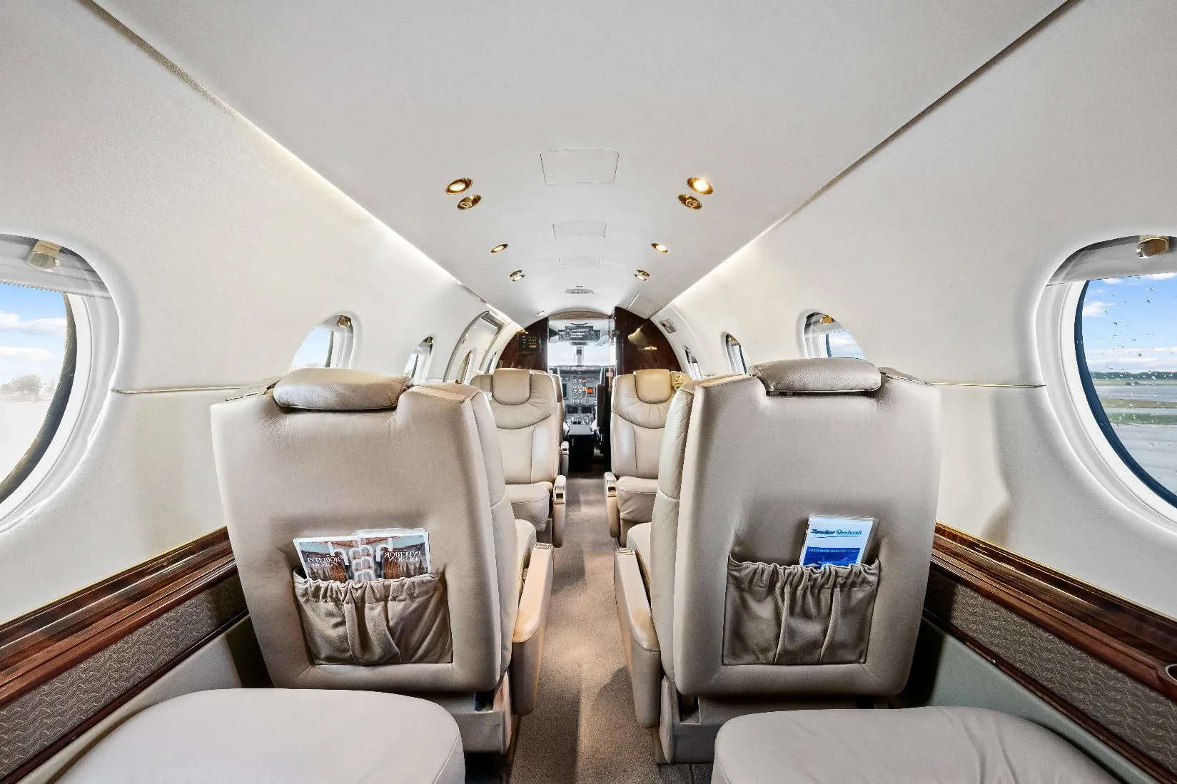Cabin interior of a 1998 Hawker Beechjet 400A.
