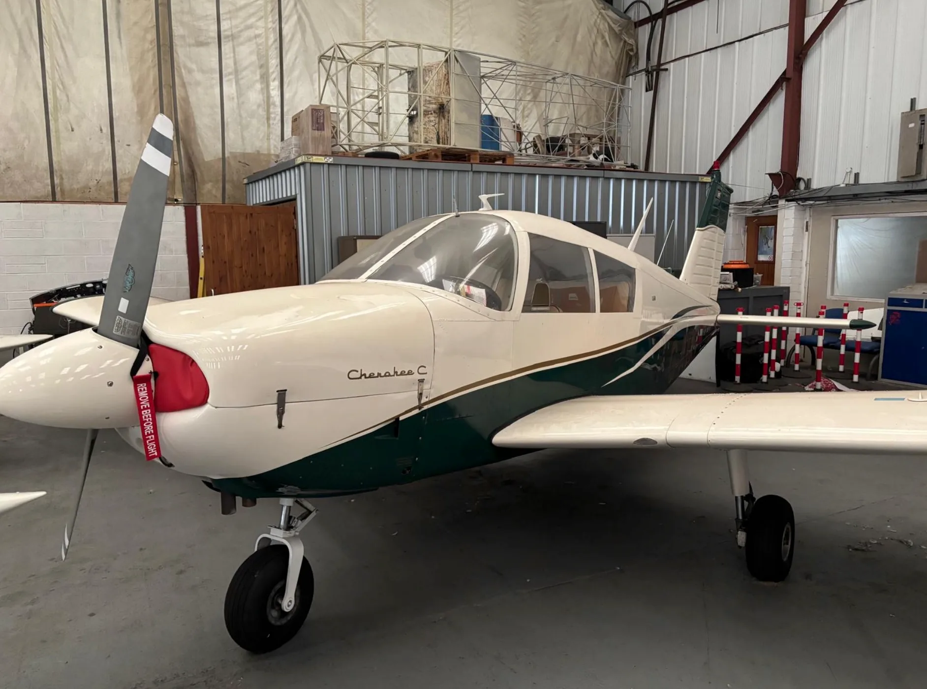 Exterior view of a 1965 Piper PA28-160 Cherokee.