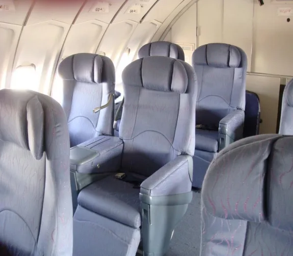 Cabin interior of a 1974 Boeing 747-245f.