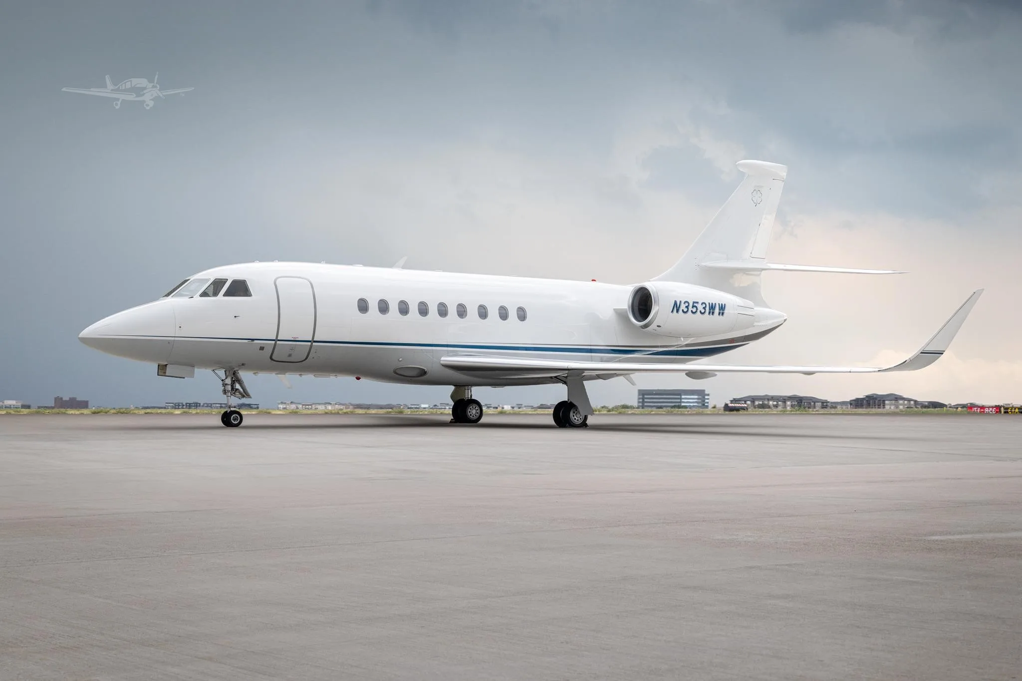 Cabin interior of a 2012 DASSAULT FALCON 2000LX.