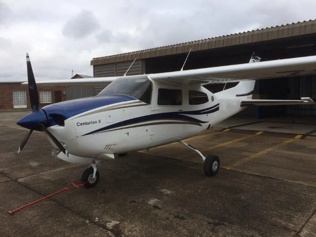 Exterior view of a 1979 Cessna 210N Centurion II.