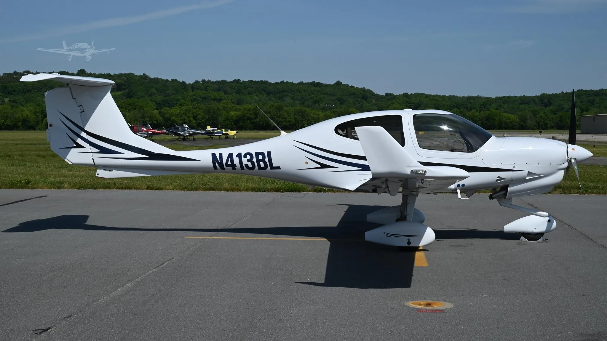 Exterior view of a 2019 DIAMOND DA40 NG, N413BL.