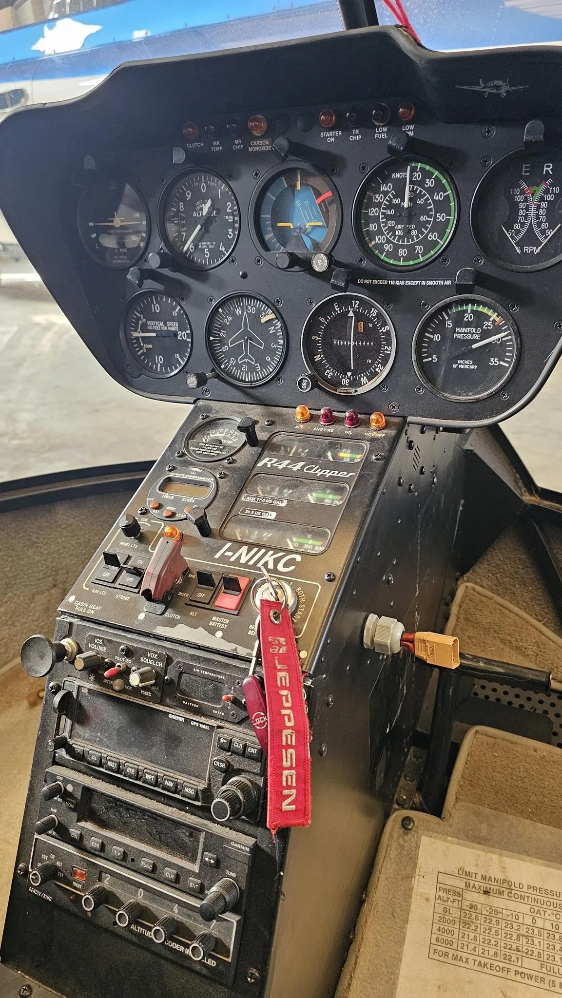 Cockpit and instrument panel of a 2000 ROBINSON R44 CLIPPER I.