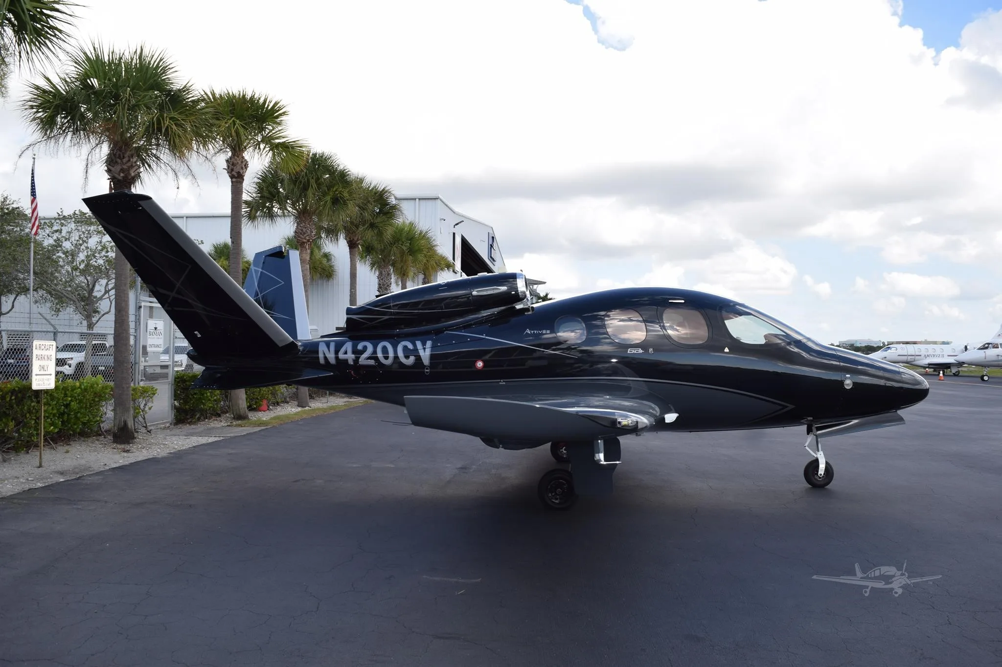 Exterior view of a 2022 CIRRUS VISION SF50-G2+, N420CV.
