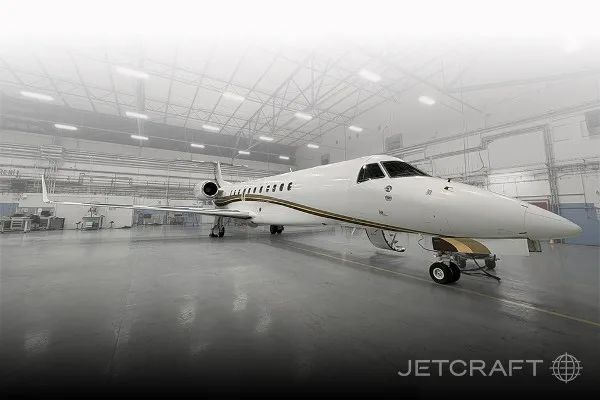 Marketing image of a 2009 Embraer Legacy 600.