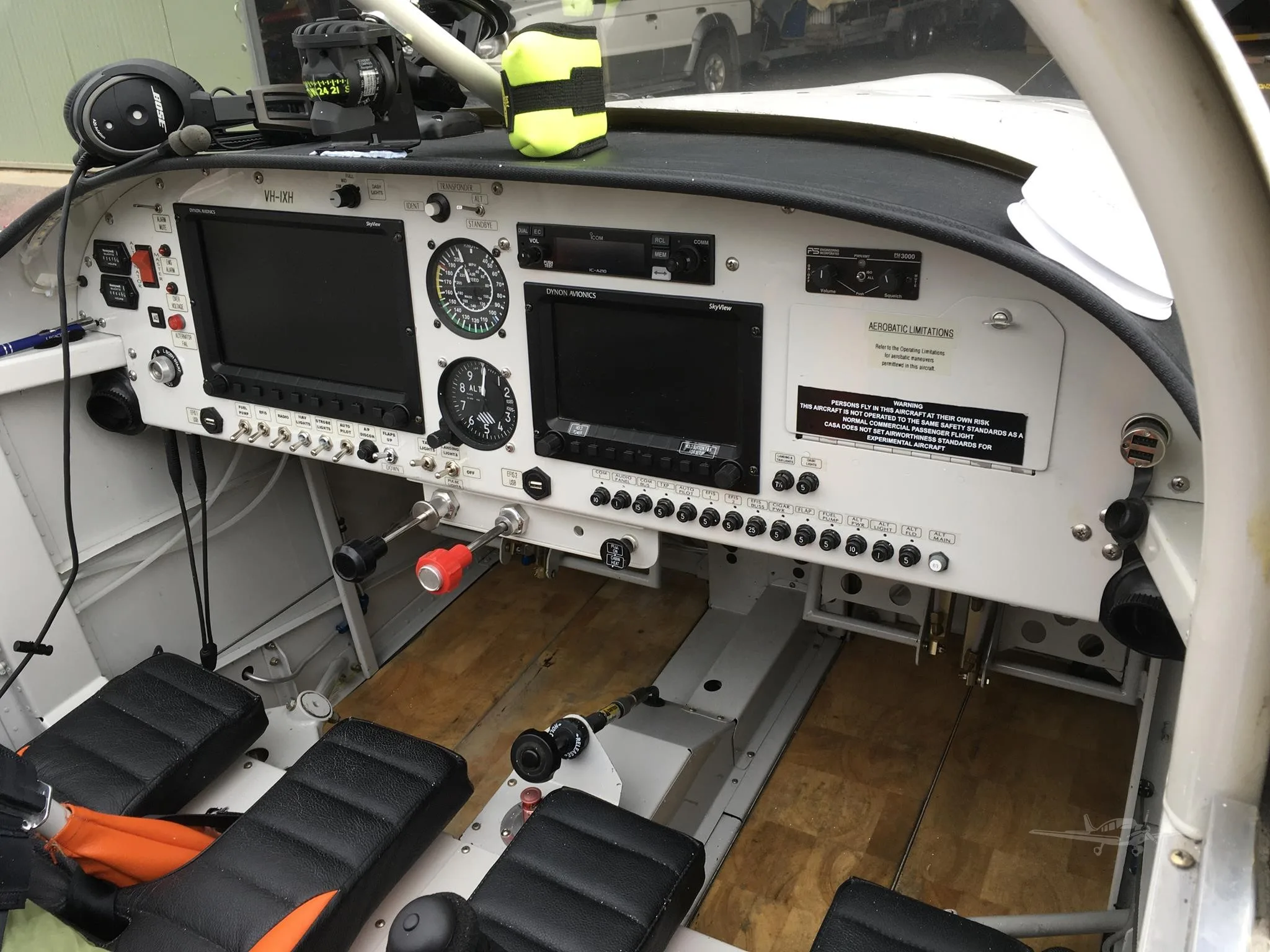 Cockpit and instrument panel of a 2015 VANS RV-9A.