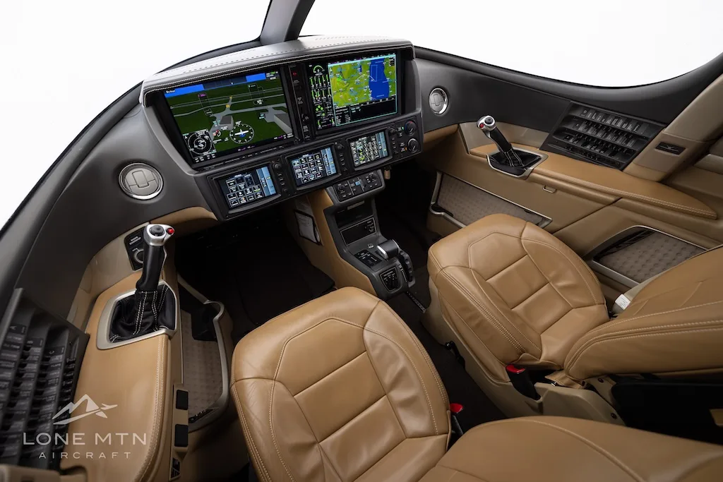 Cabin interior of a 2020 Cirrus SF50 G2+ Vision Jet.