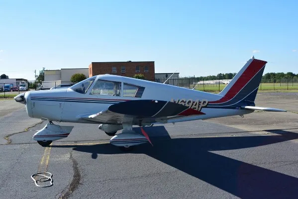 Exterior view of a 1969 Piper Cherokee 140, N69AP.
