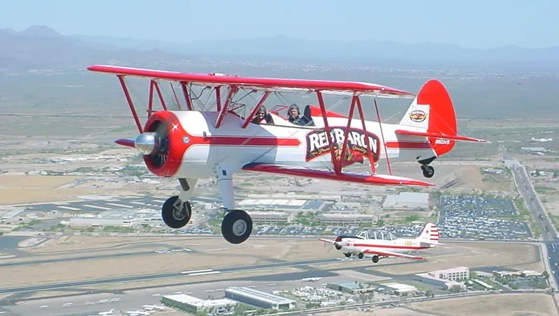 Exterior view of a 1943 Beechcraft Red Baron Stearman.