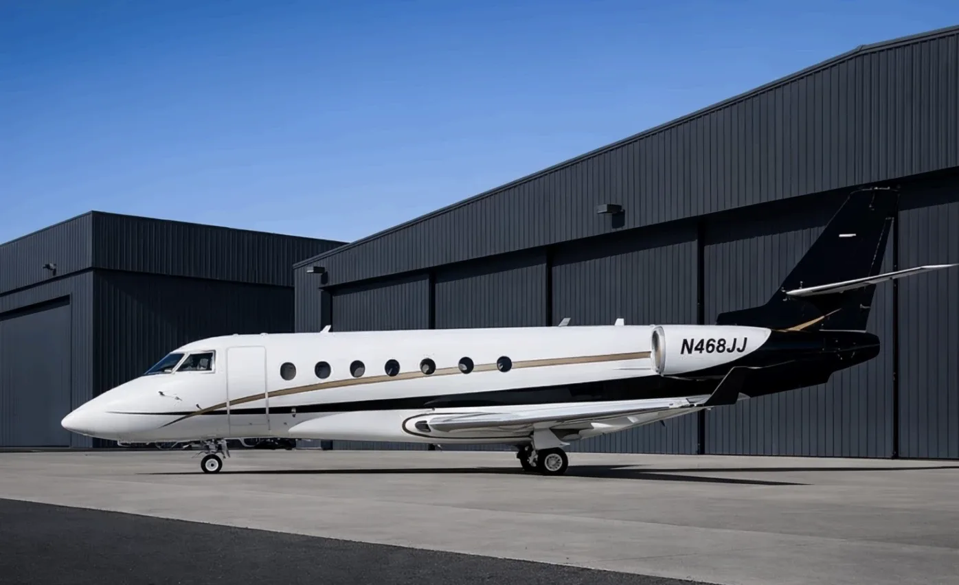 Exterior view of a Gulfstream G200.
