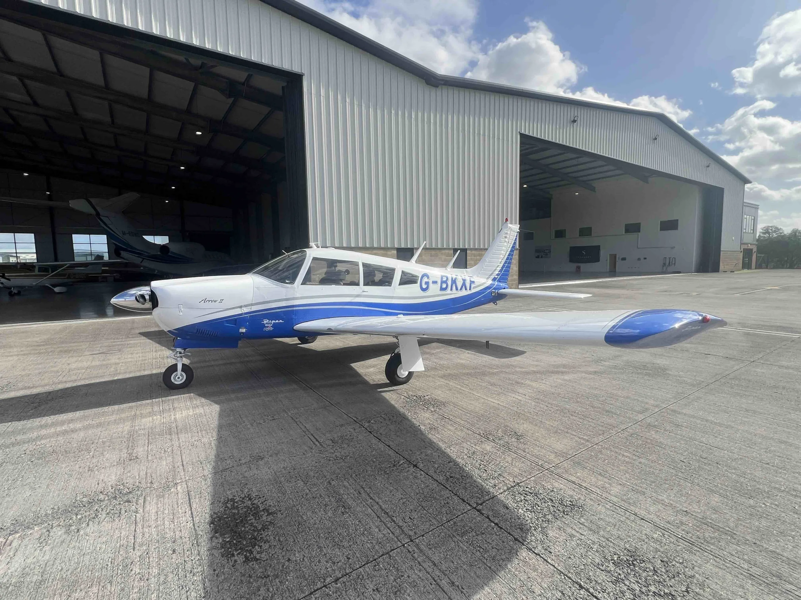 Exterior view of a 1973 Piper PA28R-200 Arrow II.