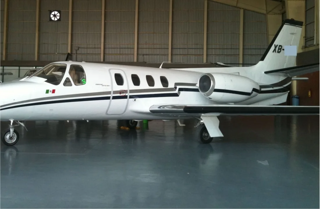 Exterior view of a 1975 Cessna Citation 500.