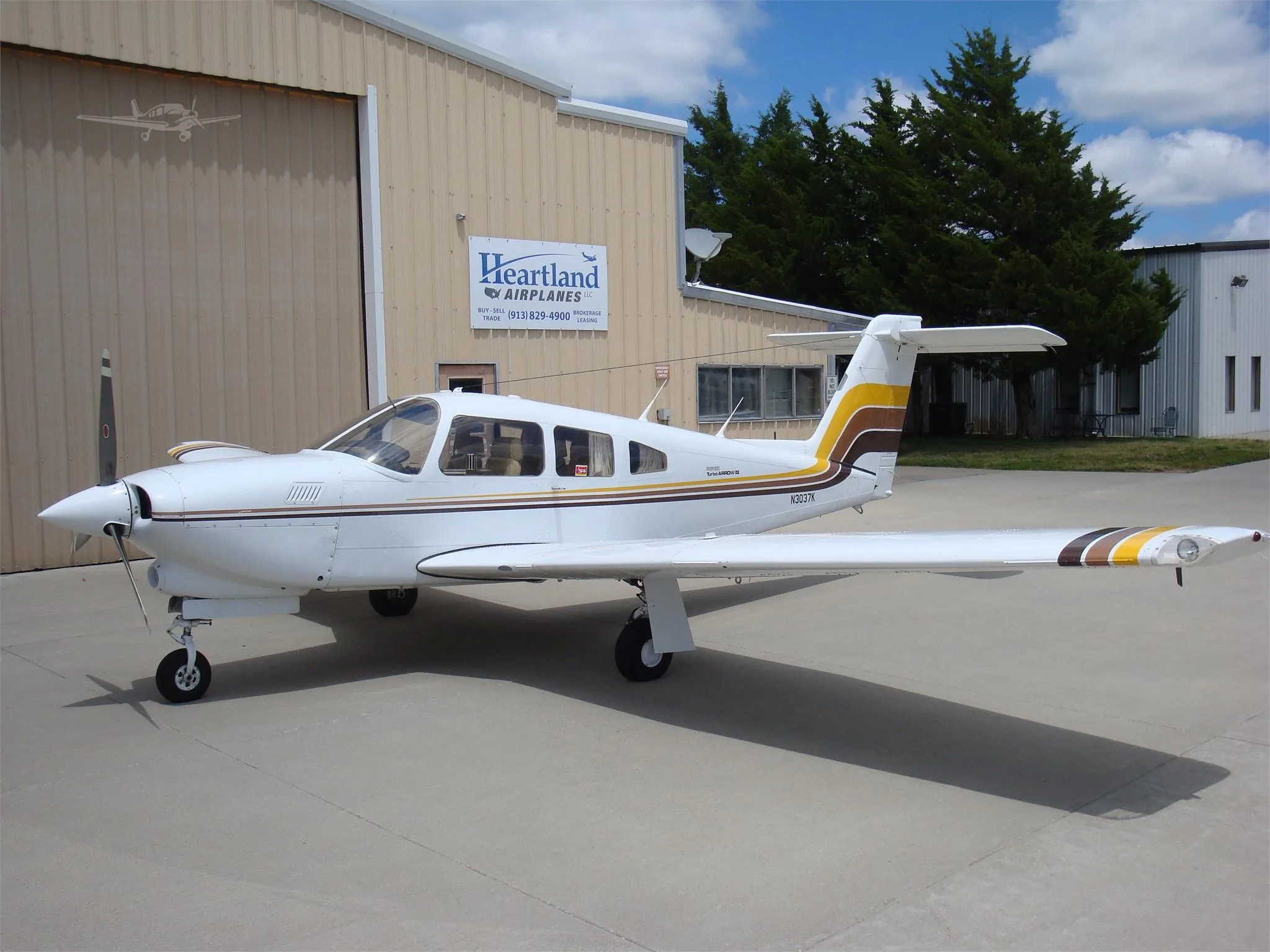 Exterior view of a 1979 PIPER TURBO ARROW IV, N3037K.