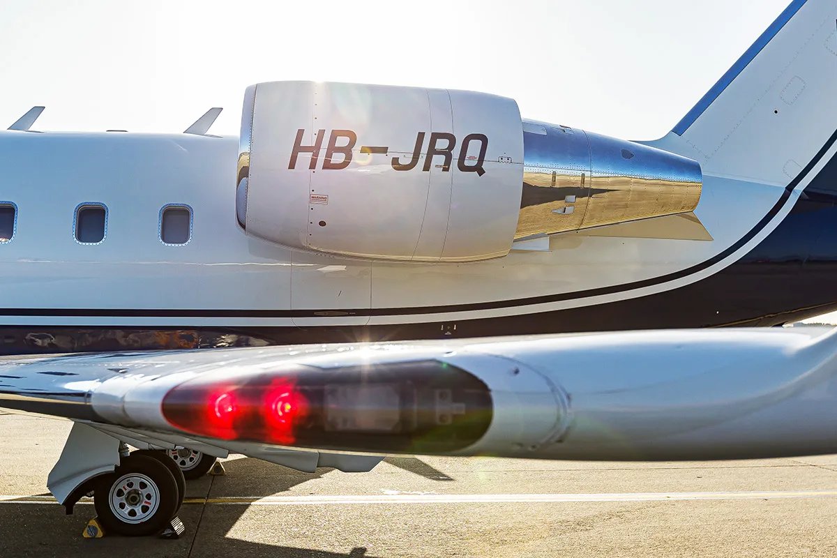 Exterior view of a 2007 Bombardier Challenger 604.