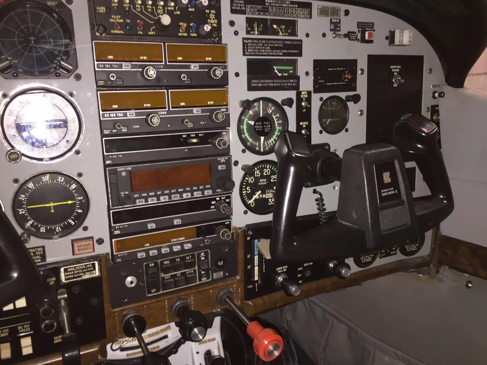 Cockpit and instrument panel of a 1980 CESSNA P210N.
