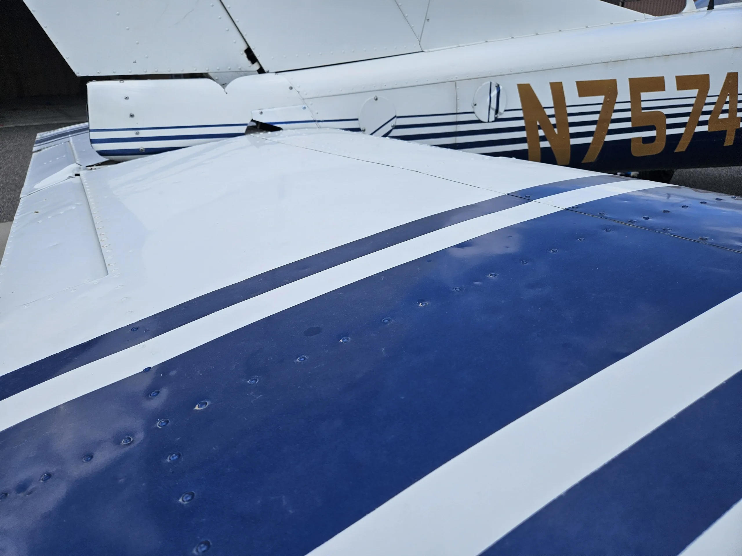 Exterior view of a 1976, N7574V.