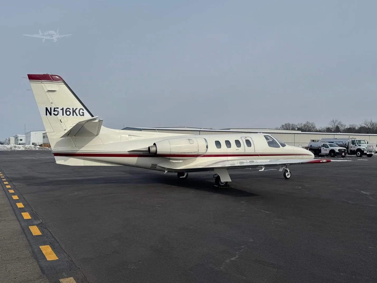 Exterior view of a 1977 CESSNA CITATION ISP, N516KG.