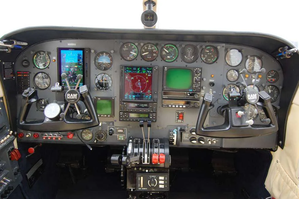 Cockpit and instrument panel of a 1979 Cessna C340A.