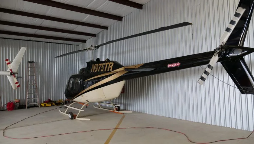 Exterior view of a 1974 Bell 206BIII 1235, N975TR.