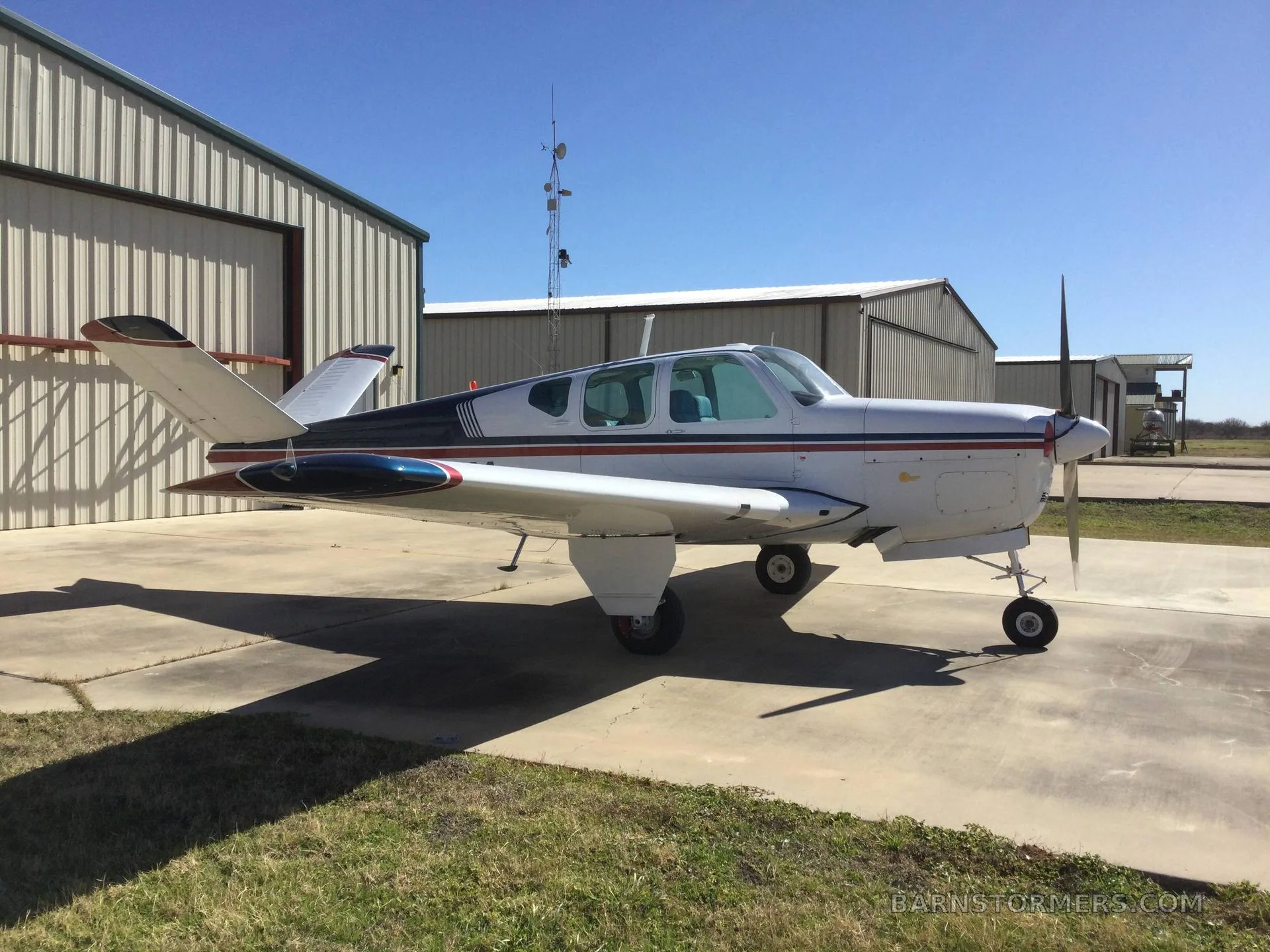 Exterior view of a 1956 Beechcraft BONANZA.