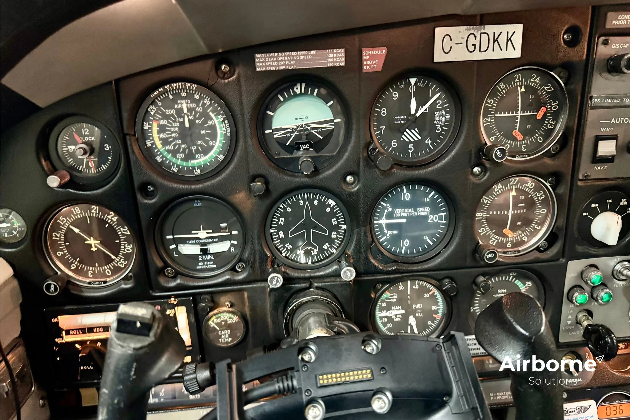 Cockpit and instrument panel of a 1978 Rockwell Commander 112TCA (Alpine Commander).