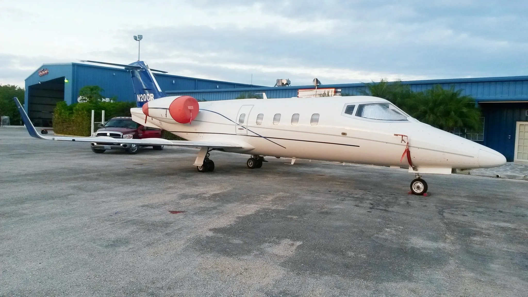 Exterior view of a 1983 LEARJET 55, N20CR.