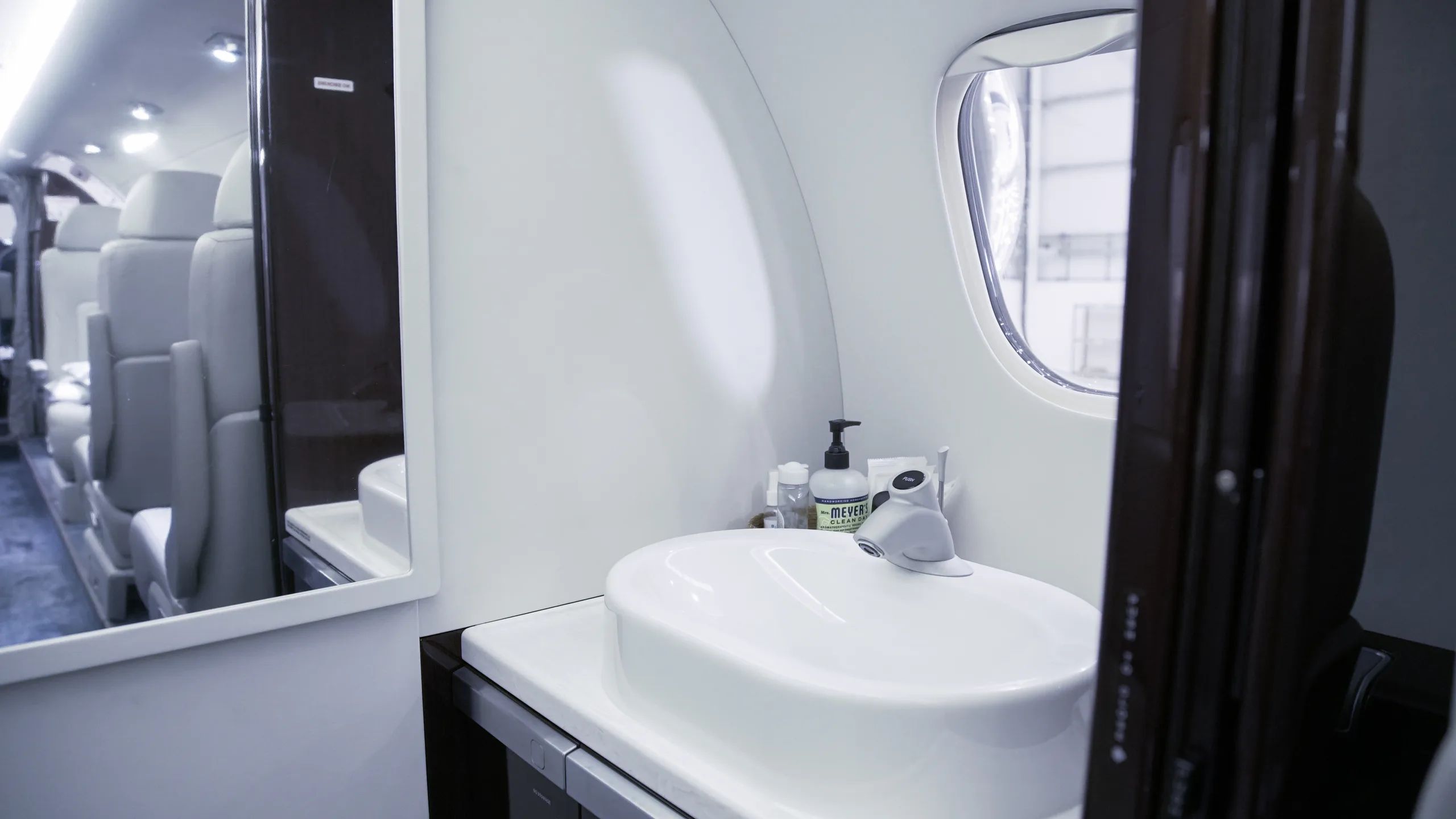 Cabin interior of a 2017 Embraer phenom 300.