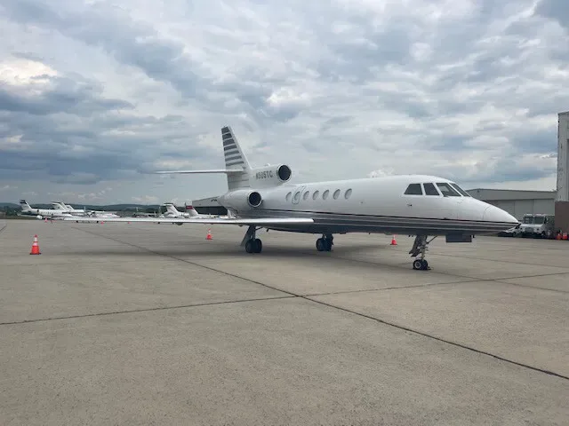 Exterior view of a Dassault Falcon 50, N505TC.