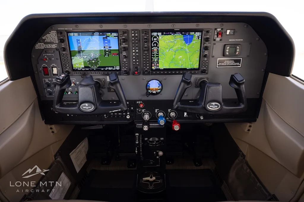 Cockpit and instrument panel of a 2023 Cessna T182T Skylane.