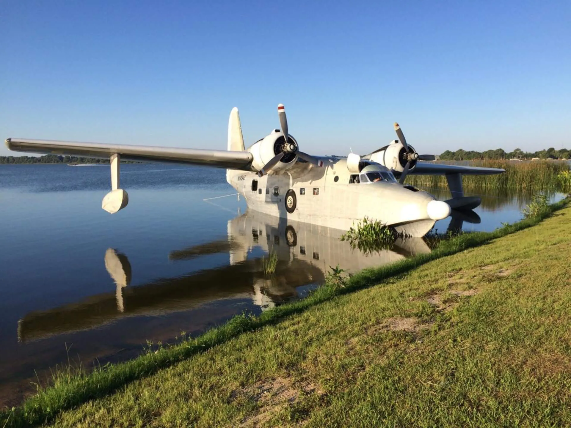 Marketing image of a 1954 Grumman HU-16C Albatross.